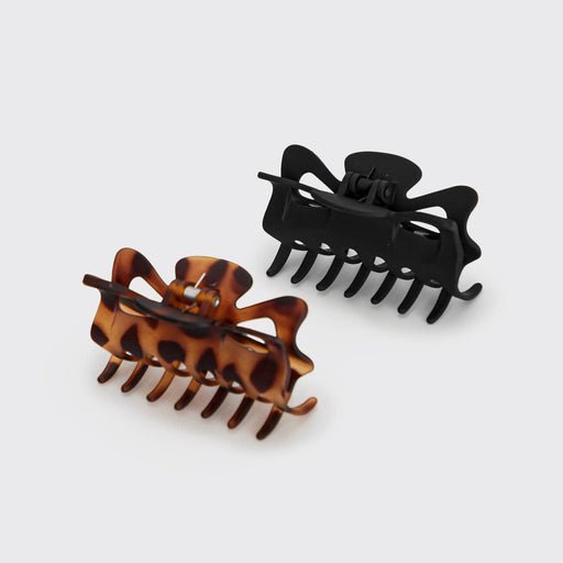 Recycled Plastic Large Claw Clip 2pc Set - Black & Tort - Fancy That