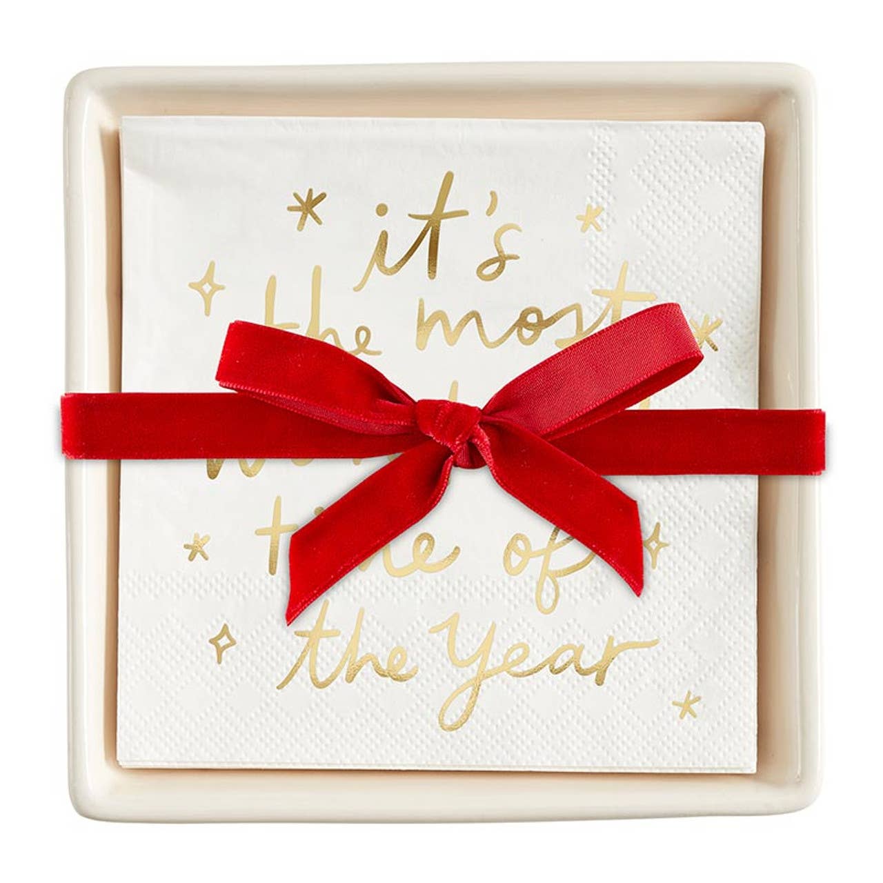 Ceramic Napkin Tray + Napkins - The Most Wonderful Time Of Year - Fancy That