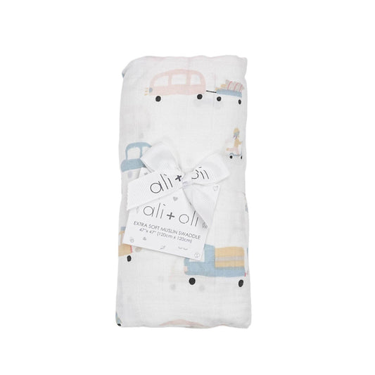Bamboo Muslin Swaddle Blanket (Automobile) - Fancy That