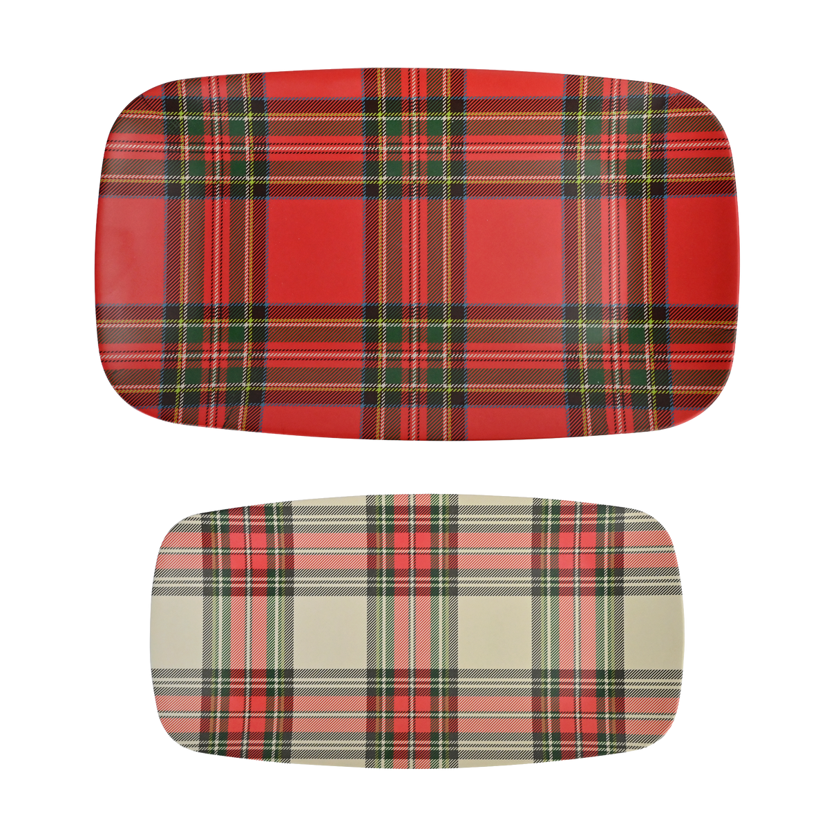 Red and White Plaid Melamine Tray Set - Fancy That