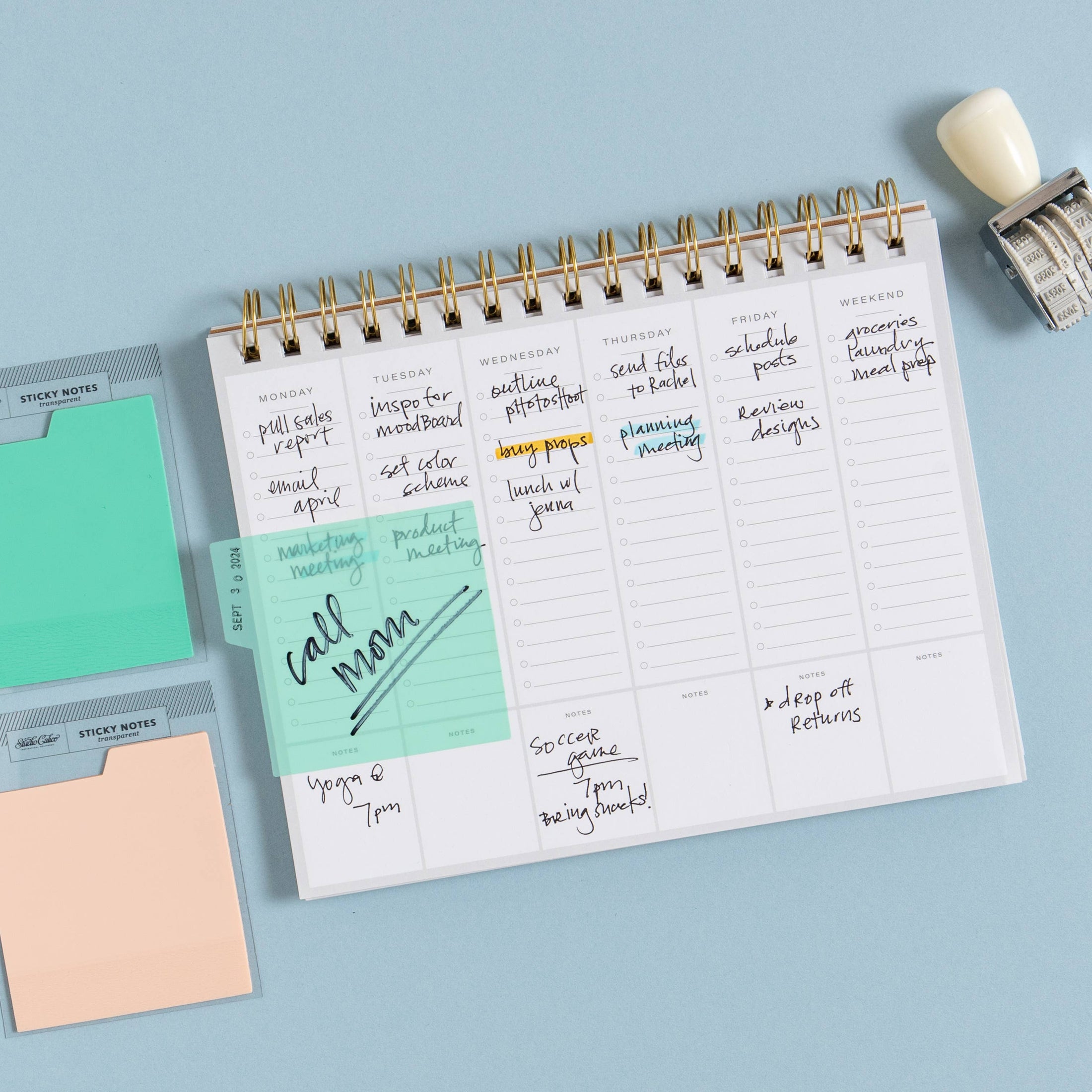 Tabbed Transparent Sticky Notes - Aqua - Fancy That