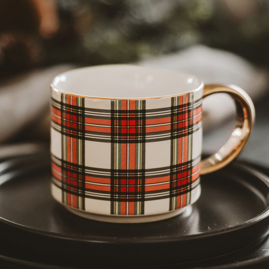White Plaid Coffee Mug - Fancy That