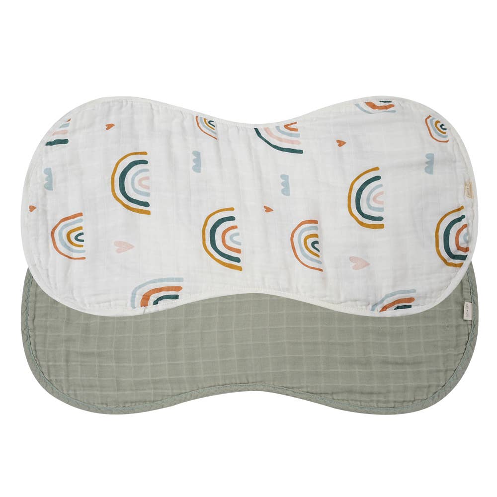 Bamboo Muslin Burp Cloth Set 2-Pack (Rainbow/Apple) - Fancy That
