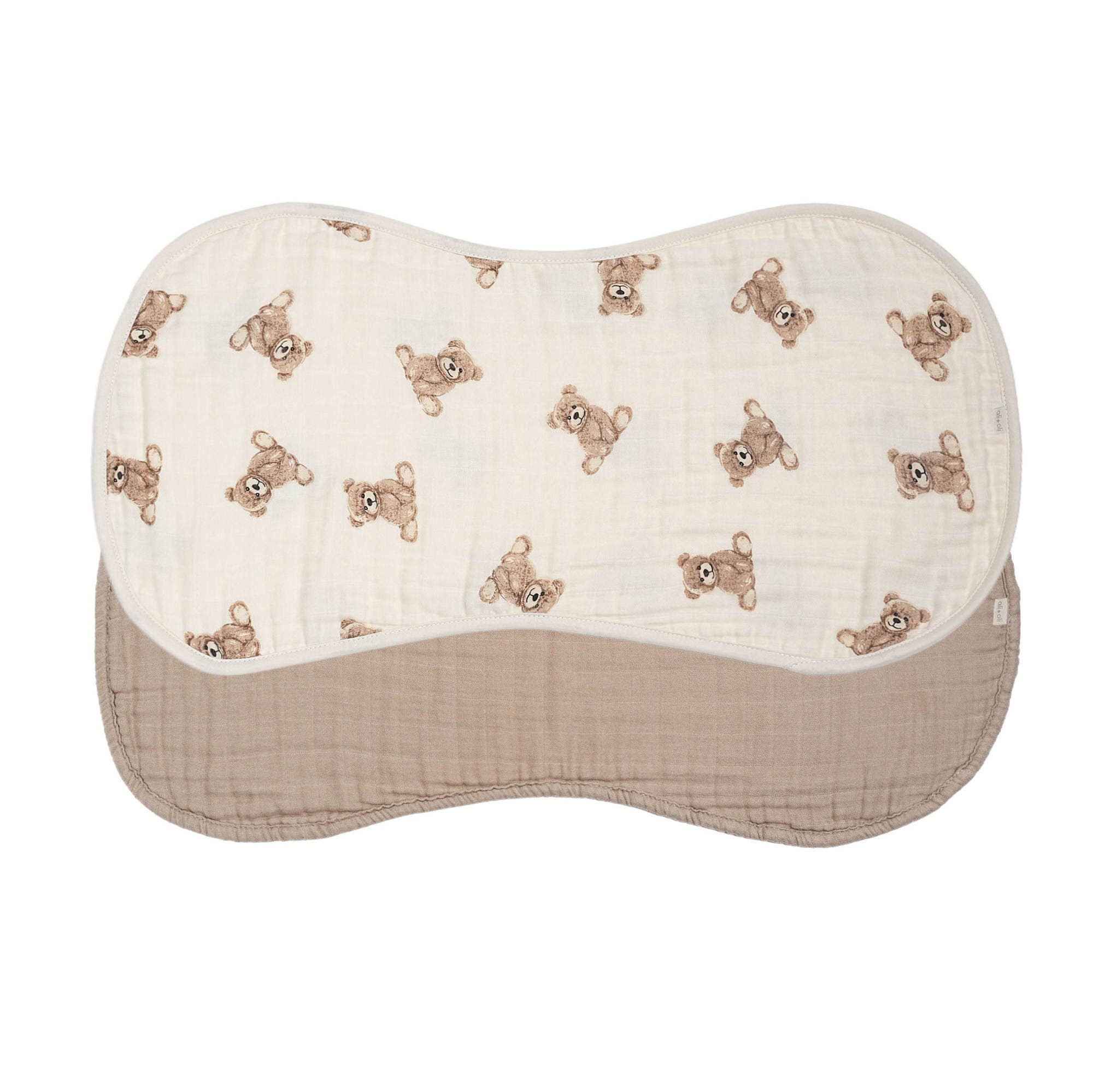 Bamboo Muslin Burp Cloth Set 2-Pack (Teddy/Taupe) - Fancy That