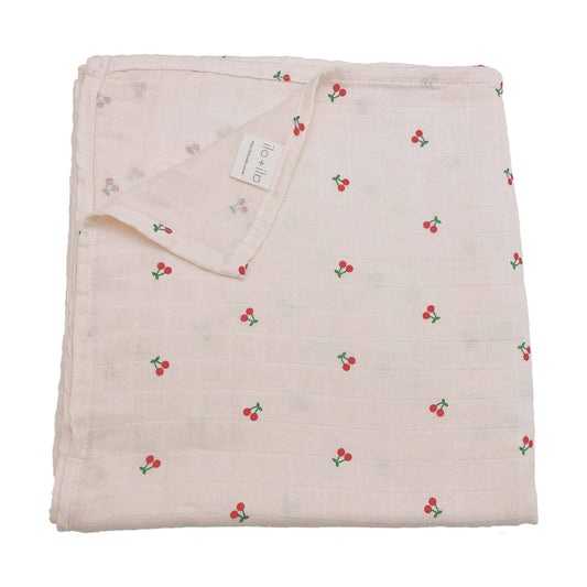Bamboo Muslin Swaddle Blanket (Cherry) - Fancy That