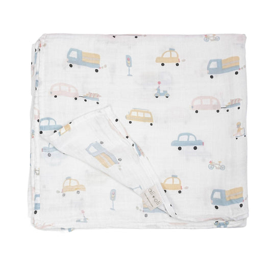 Bamboo Muslin Swaddle Blanket (Automobile) - Fancy That