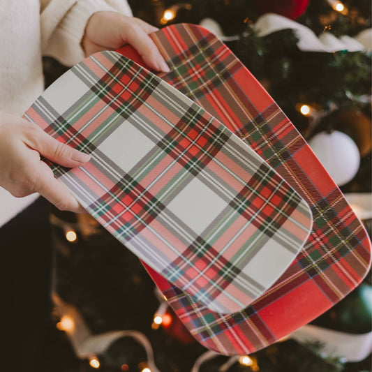 Red and White Plaid Melamine Tray Set - Fancy That