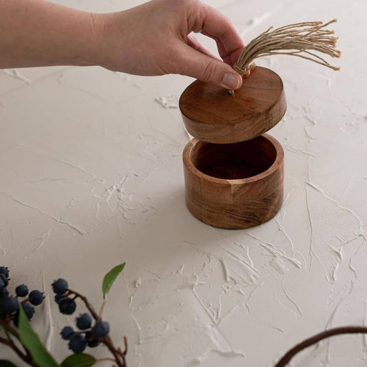 Natural Acacia Wood & Jute Salt Cellar - Fancy That