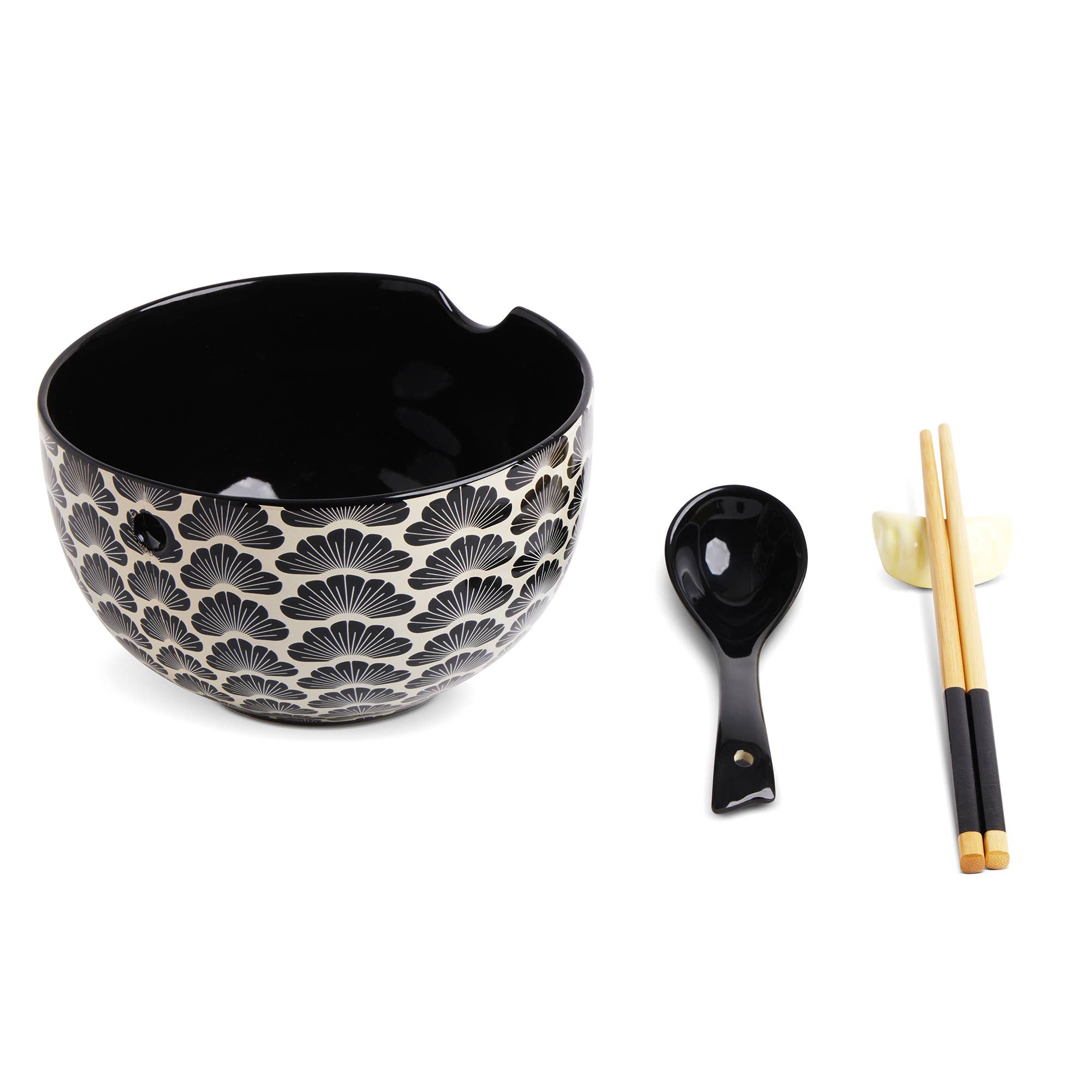 Ramen Noodle Bowl w/ Chopsticks, Spoon & Holder - Fancy That