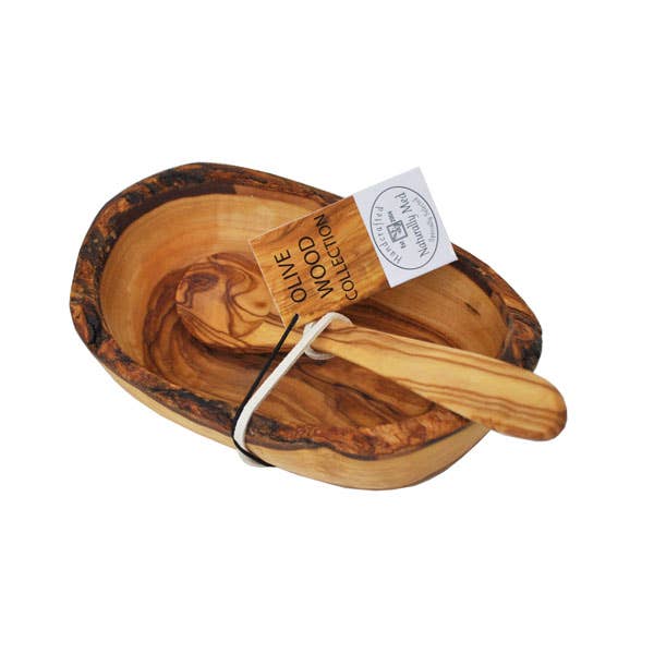 Olive Wood Natural Bowl and Spoon Gift Set - Fancy That
