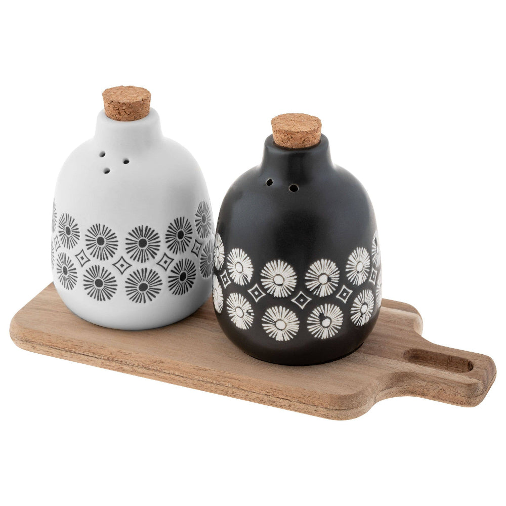 Salt & Pepper with Wood Tray - Fancy That