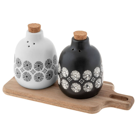 Salt & Pepper with Wood Tray - Fancy That