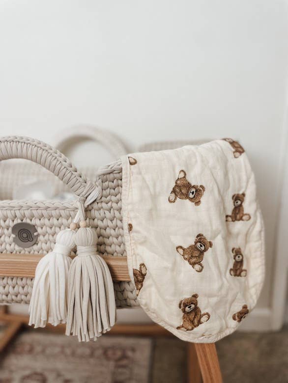 Bamboo Muslin Burp Cloth Set 2-Pack (Teddy/Taupe) - Fancy That