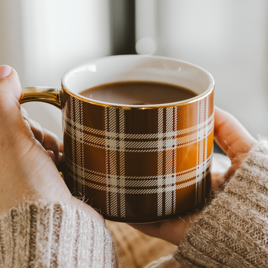  Brown Plaid Coffee Mug - Fall Decor & Gifts - Fancy That