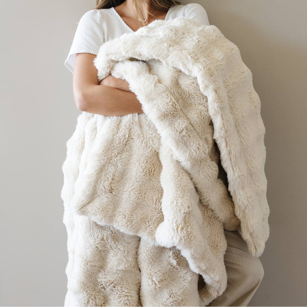 Faux Fur Throw Blanket: Buttermilk - Fancy That