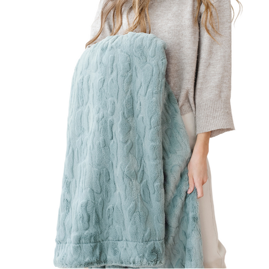 Faux Fur Throw Blanket: Eucalyptus - Fancy That
