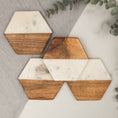 Load image into Gallery viewer, Marble and Wood Hexagon Coaster - Set of 4
