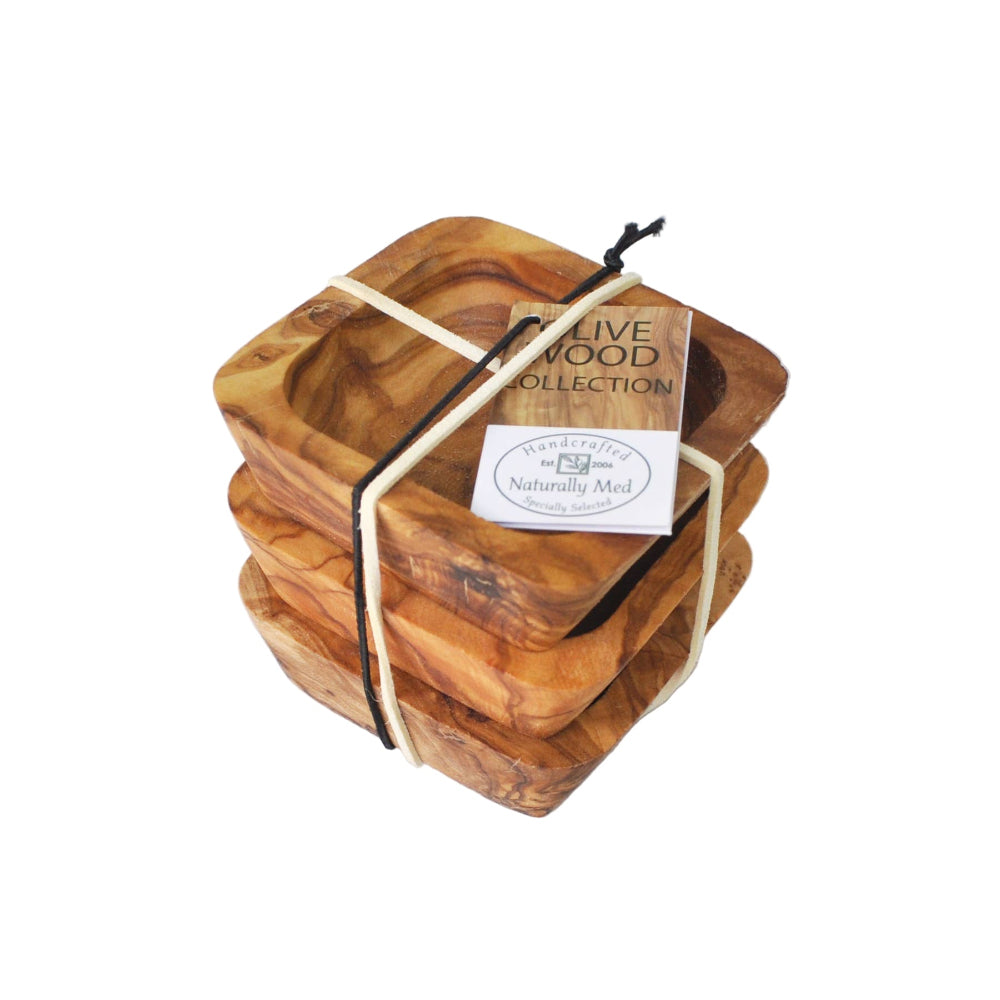 Olive Wood Square Dipping Bowl Gift Set - Fancy That