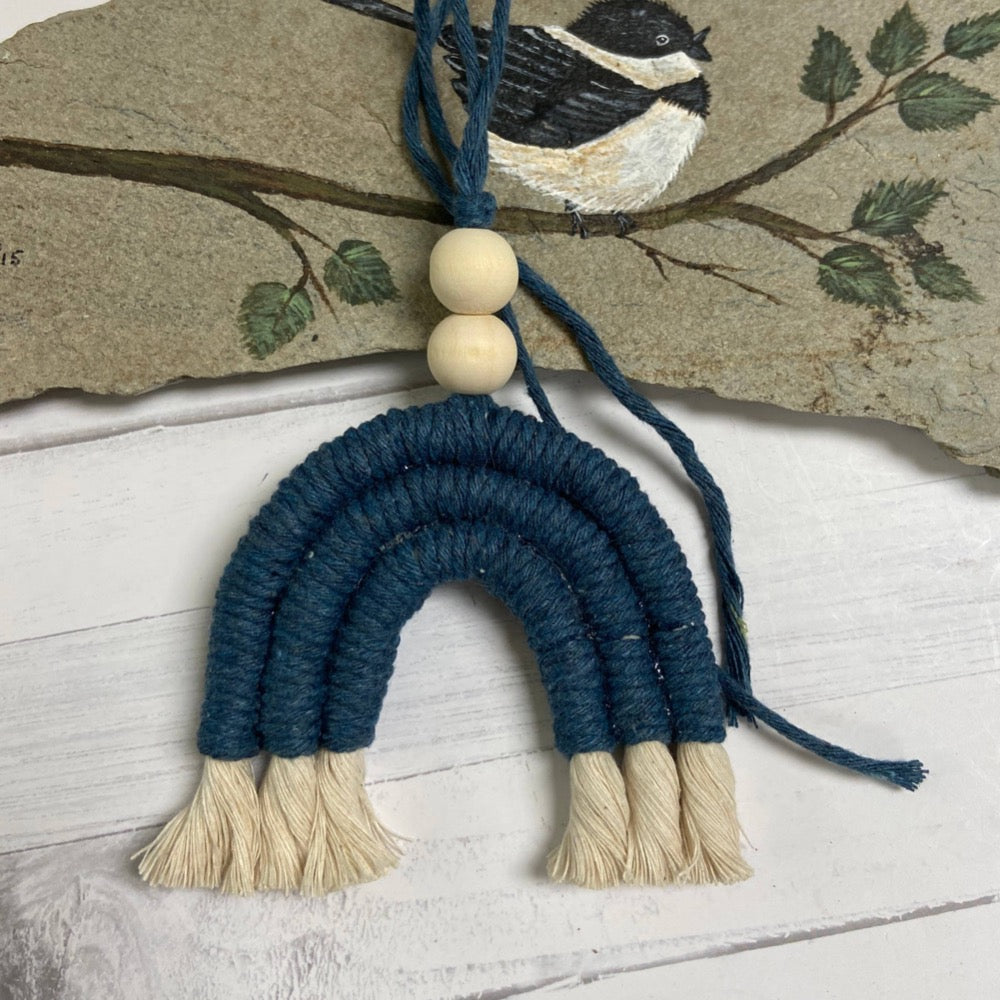 Macrame Rainbow Car Diffuser - Navy - Fancy That