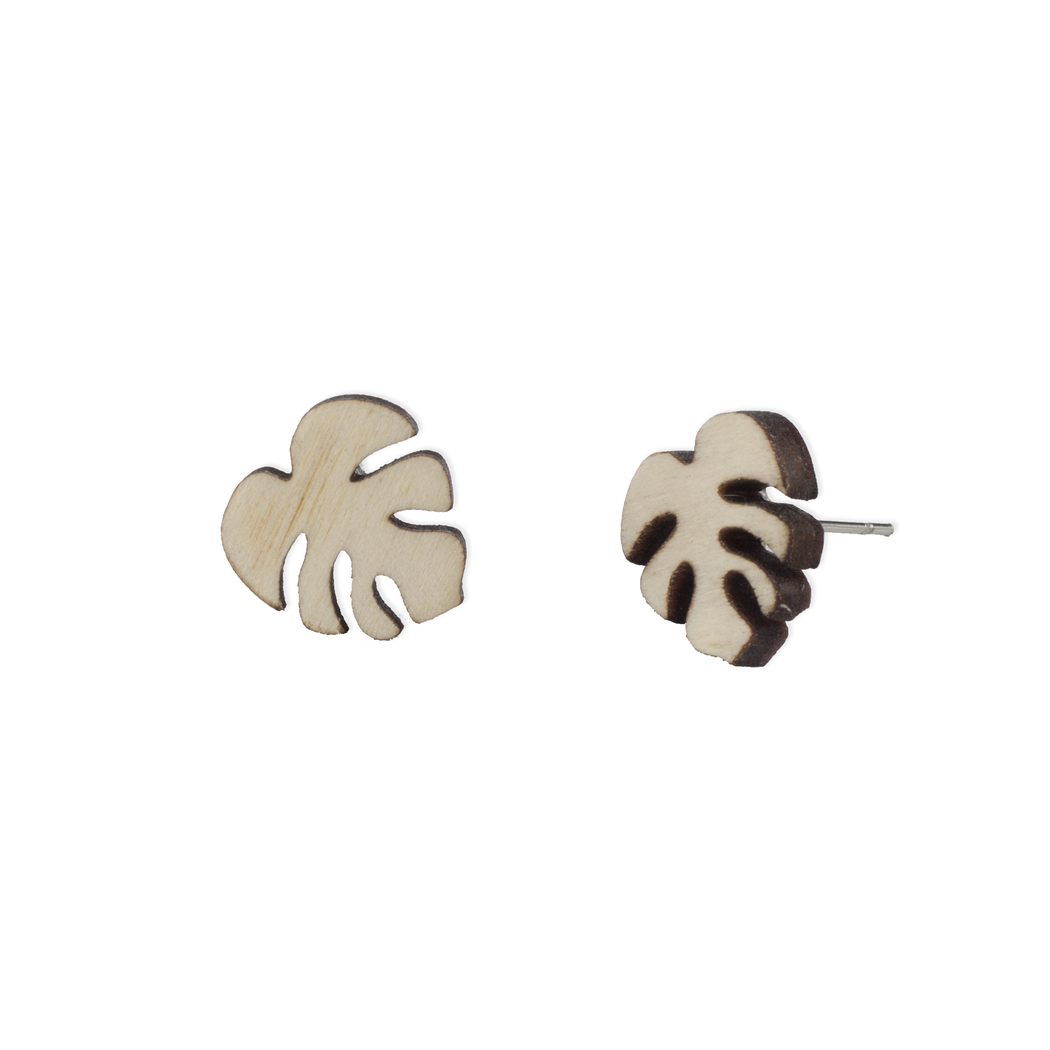 Post Earrings Birch Monstera - Fancy That