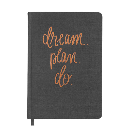Dream Plan Do - Grey and Rose Gold Foil Fabric Journal - Fancy That