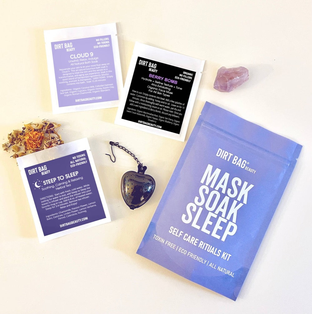 Self-Care Gift Set-Facial Mask, Bath, Tea, Infuser, Amethyst - Fancy That