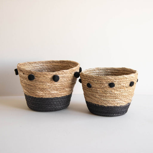 Natural Baskets with Black Pom Poms - Fancy That