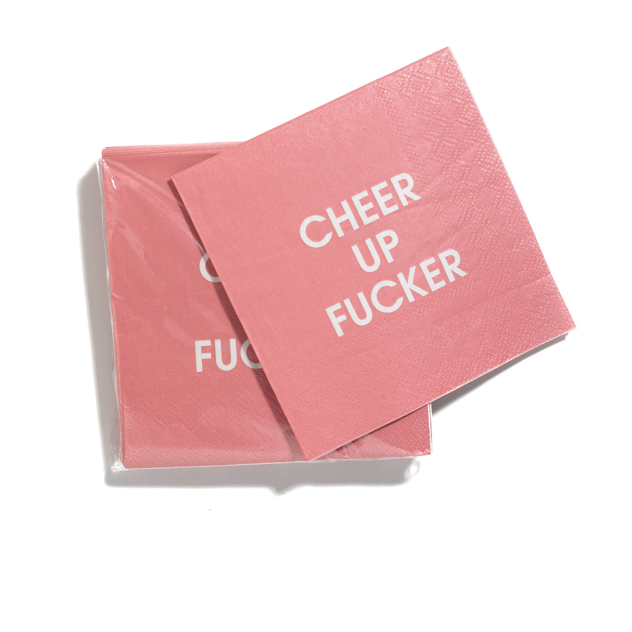 Cheer Up Fucker - Pink Cocktail Napkins - Fancy That
