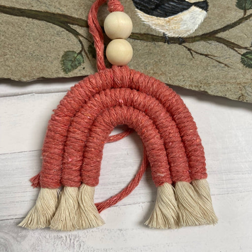 Macrame Rainbow Car Diffuser - Coral - Fancy That