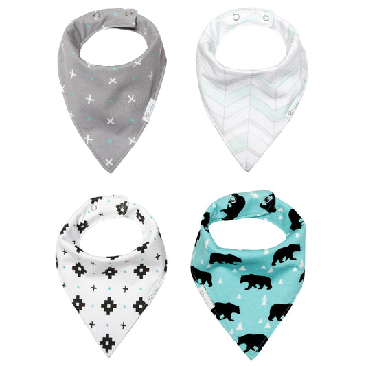 Waterproof & Reversible Bandana Bib - Teal/Grey Bears - Fancy That