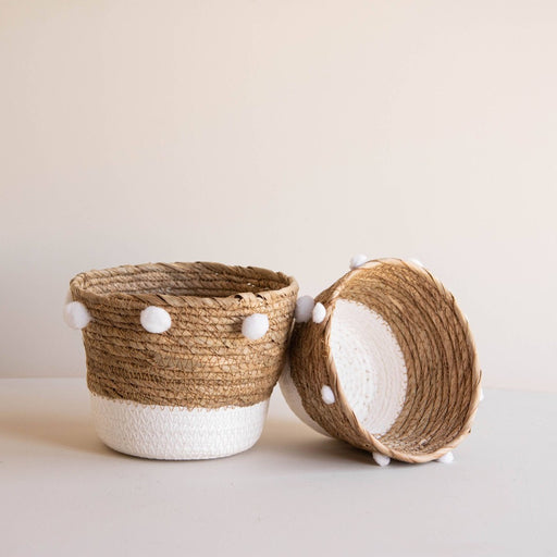 Natural Baskets with White Pom Poms - Fancy That