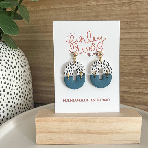 Mini Henley | Dashes + Teal | Clay Earrings - Fancy That